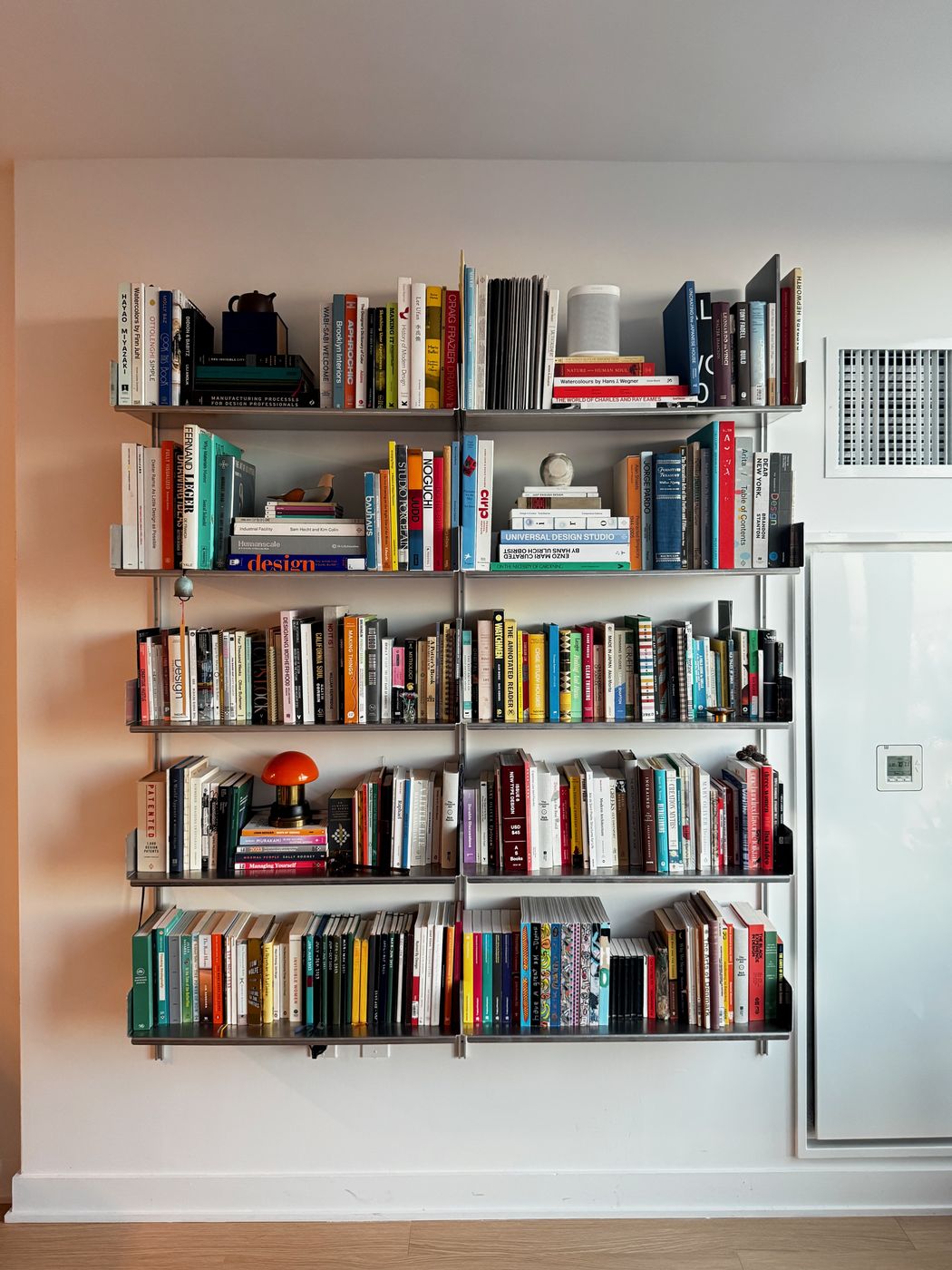 Two-column 4014 shelving wall filled with books